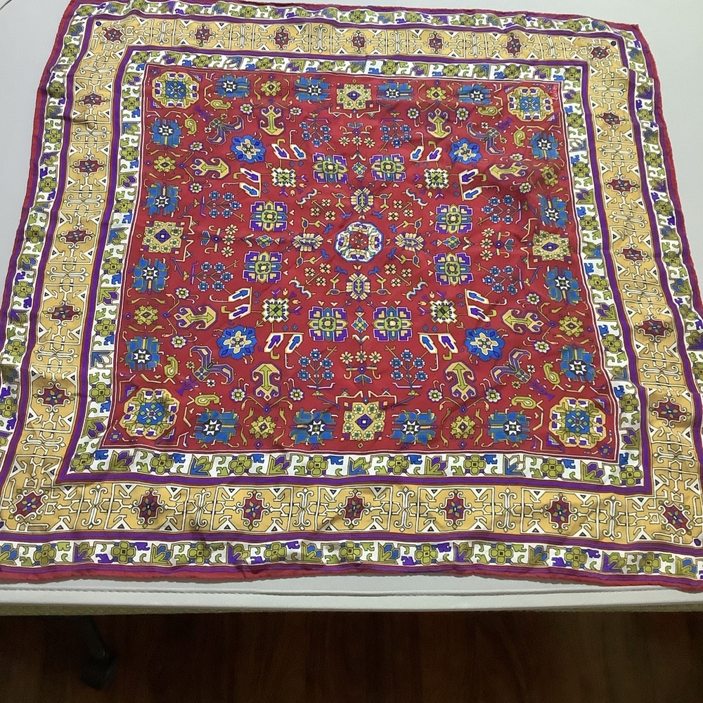 Beautiful Patterned Rolled Hem Scarf Vibrant Jewe… - image 1